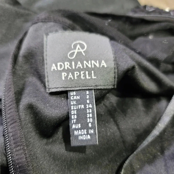 Adrianna Papell Short Sleeved Beaded Long Taffeta High Low Skirt Dress Silk Sz 2 - Picture 11 of 11